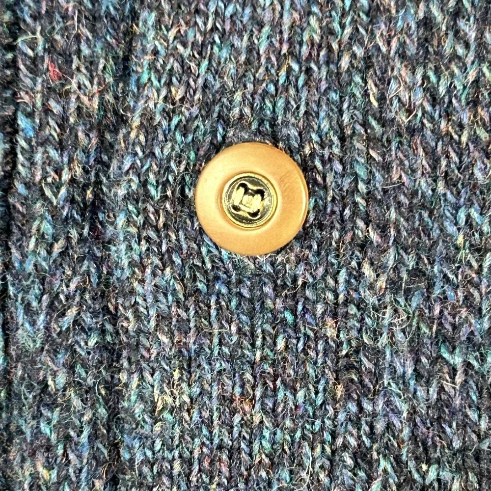 Vintage Christopher Hayes 100% Shetland Wool Vest Men L Blue Chunky Knit Grandpa